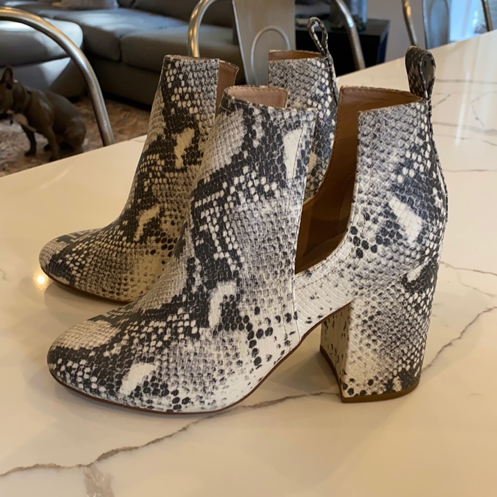 Steve Madden snakeskin cut out booties